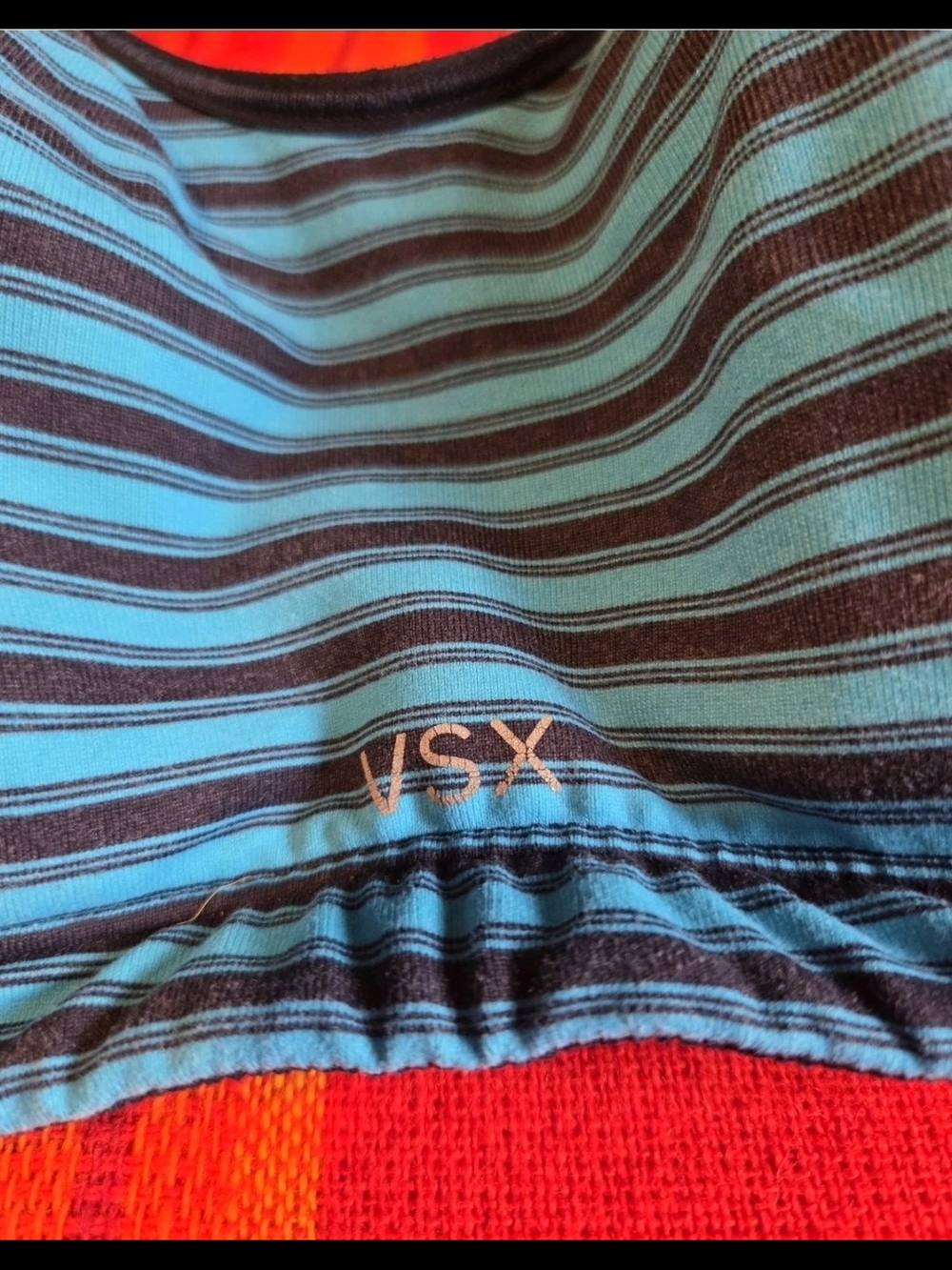 Victoria's Secret Sport (VSX) blue and black striped sports bra. 34C underwire - Picture 3 of 9